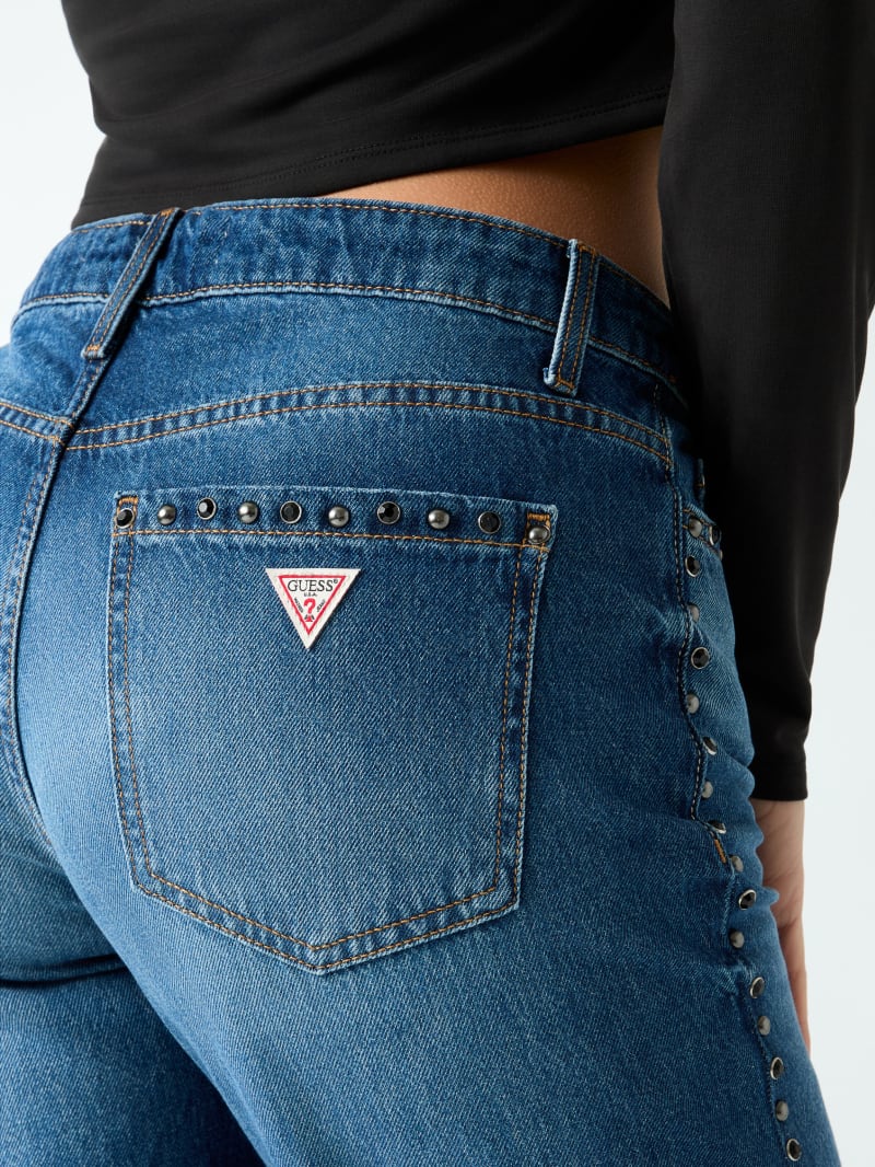 Studded mid rise jeans