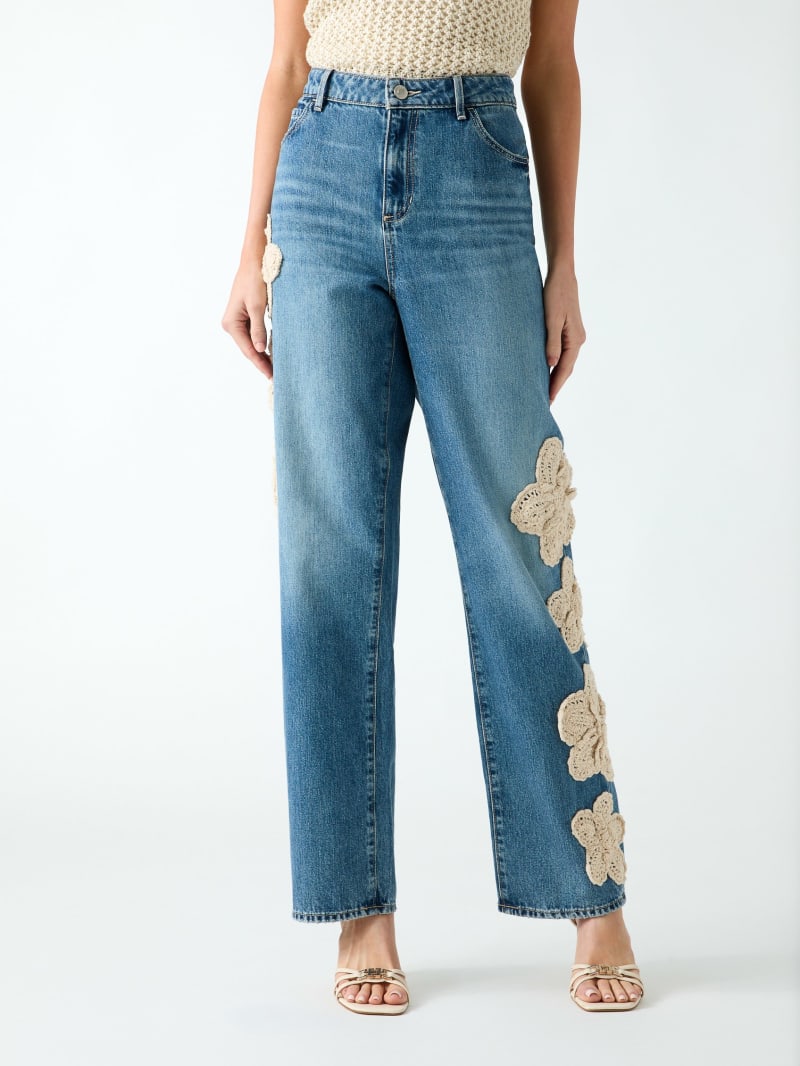 Floral embroidered jeans