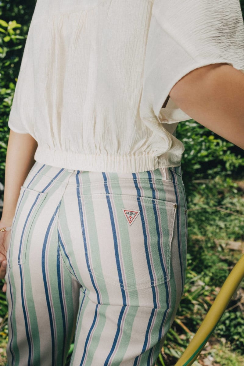 Striped bootcut jeans