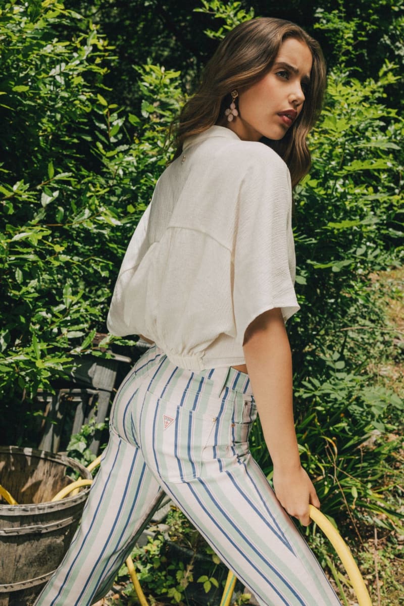 Striped bootcut jeans
