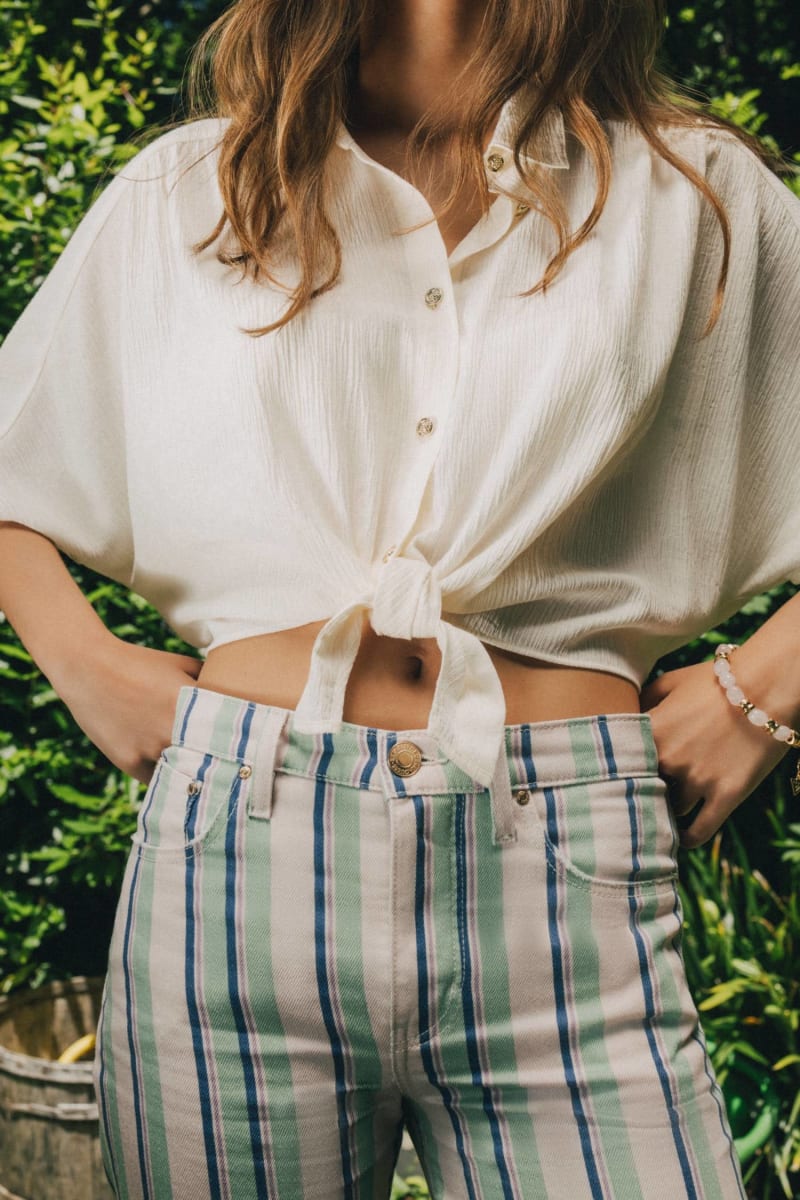 Striped bootcut jeans
