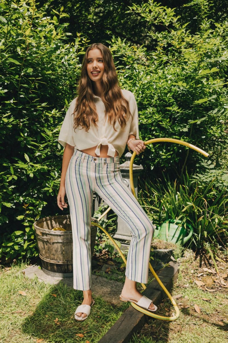 Striped bootcut jeans