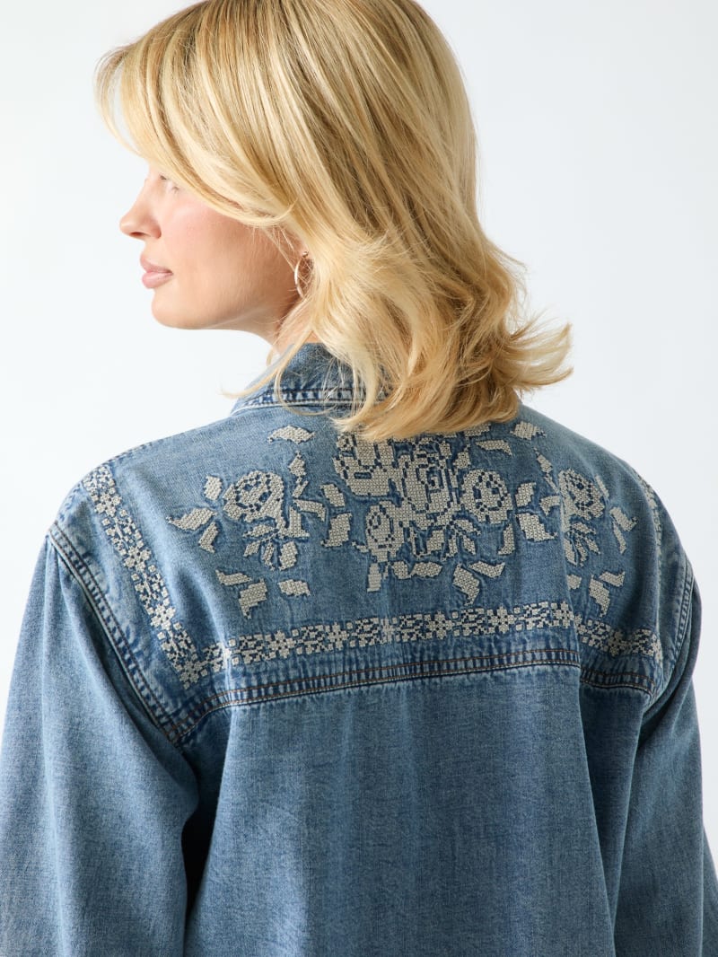 Embroidered denim shirt