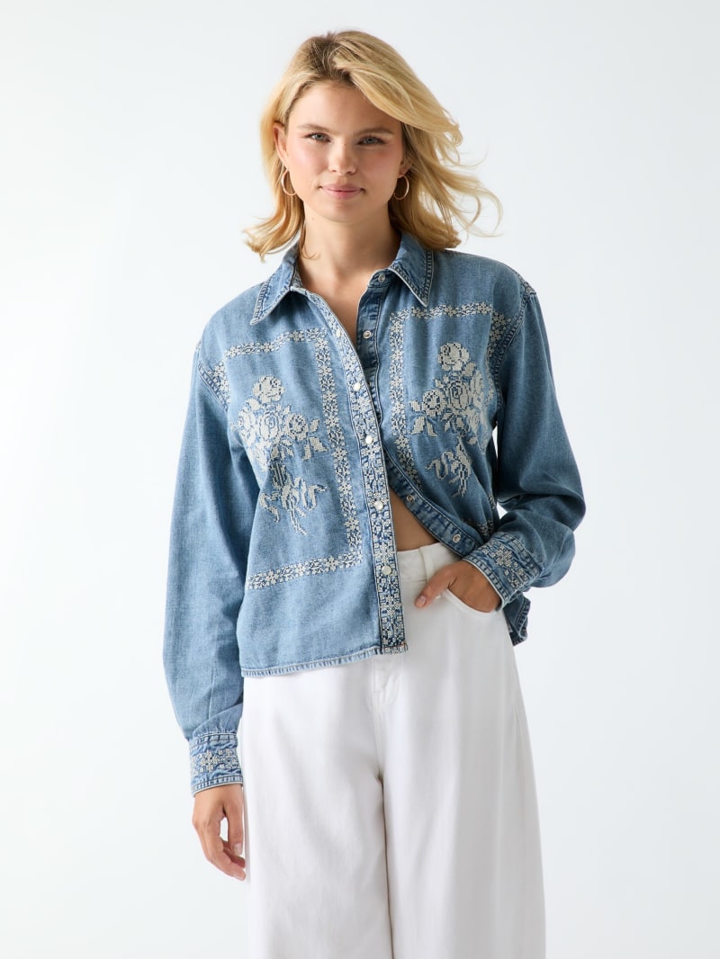 Embroidered denim shirt