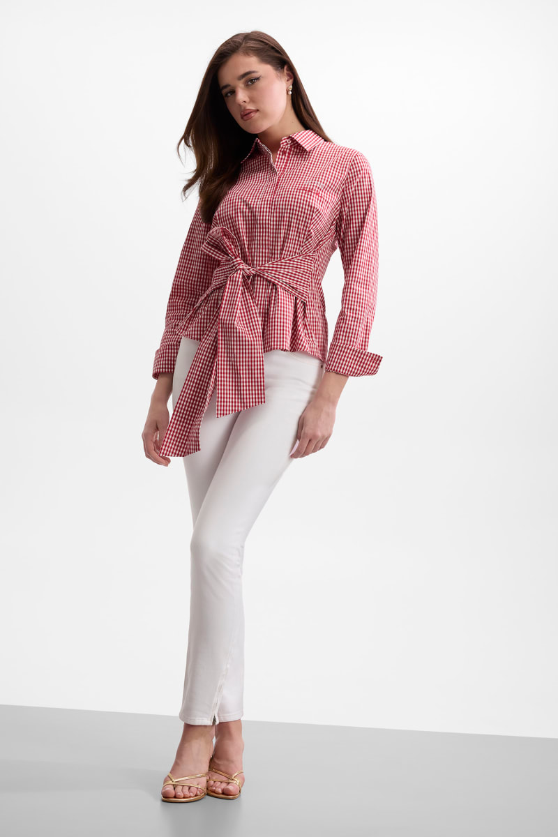 Printed bow shirt