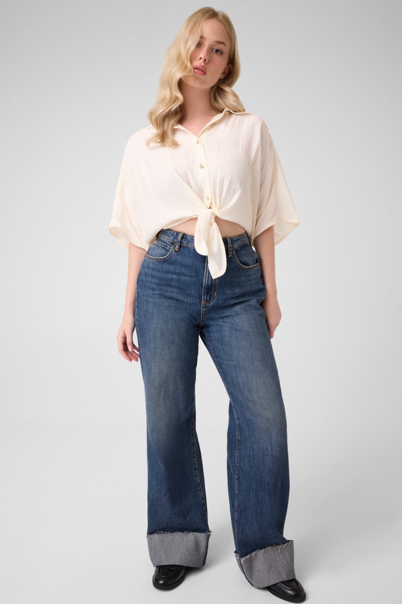 Bow cropped blouse