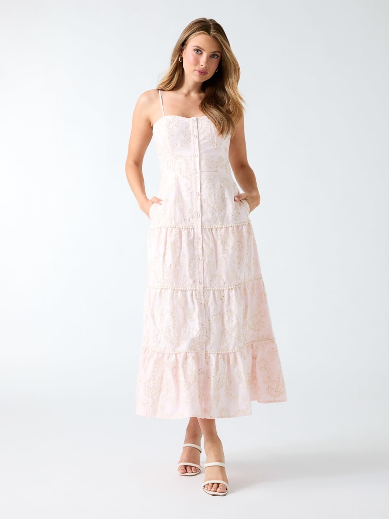 guess embroidered lace midi dress Guess Women's Evelyn Sleeveless Midi Dress