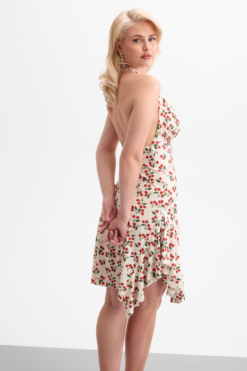 Printed halter-neck mini dress