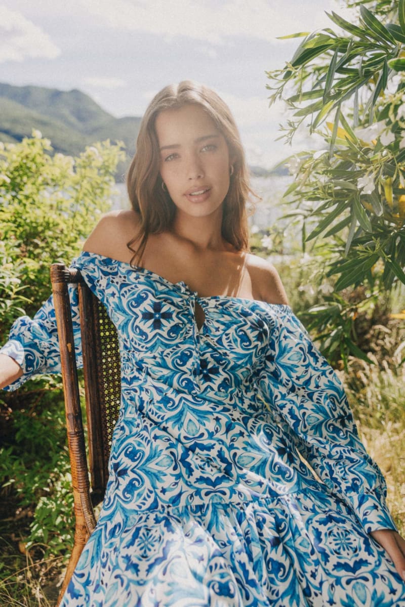 Off-Shoulder Printed Dress