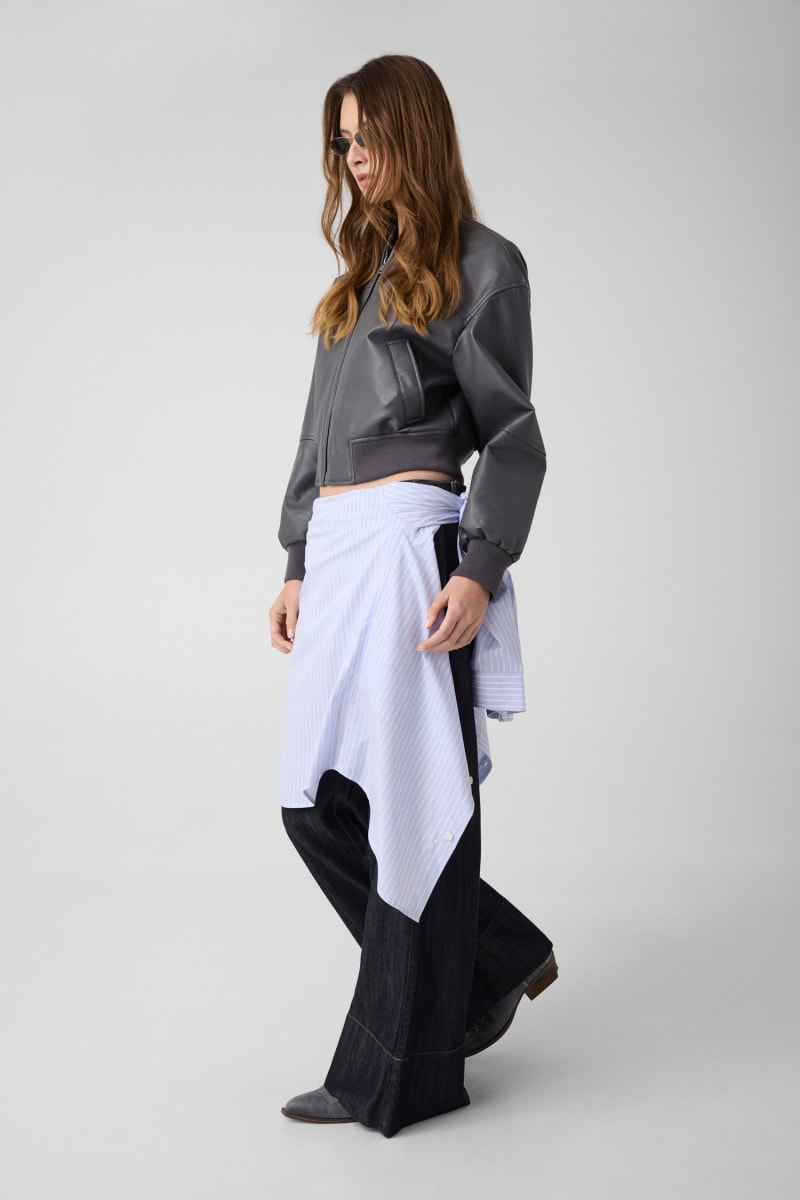 Faux leather bomber jacket