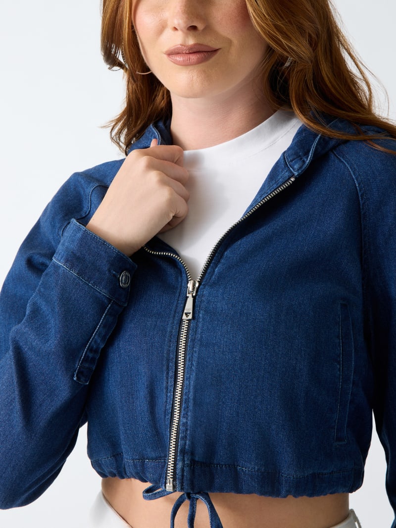 Cropped denim hoodie - thumbnail 4