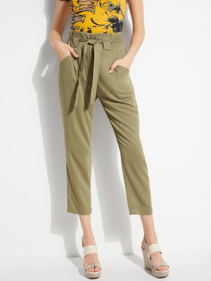 Knoxlee TieFront Paperbag Waist Pants GUESS