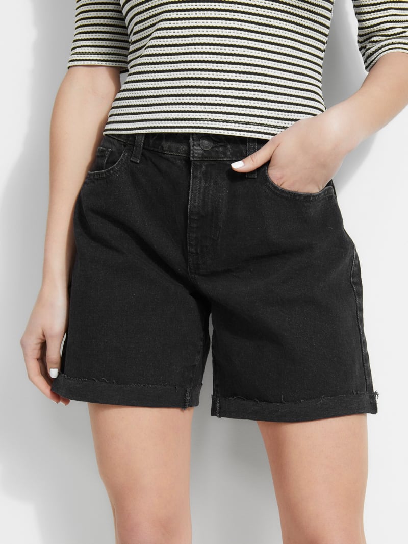 High Rise Denim Biker Shorts GUESS Canada