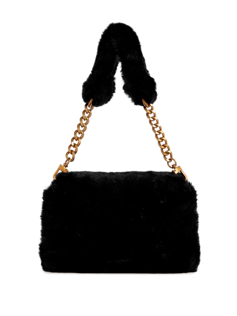 Black fur shoulder bag store