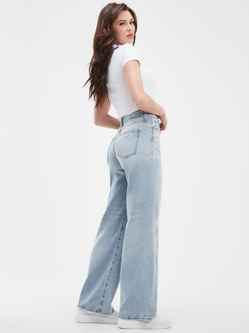 Eco Distressed High-Rise Wide Leg Jeans