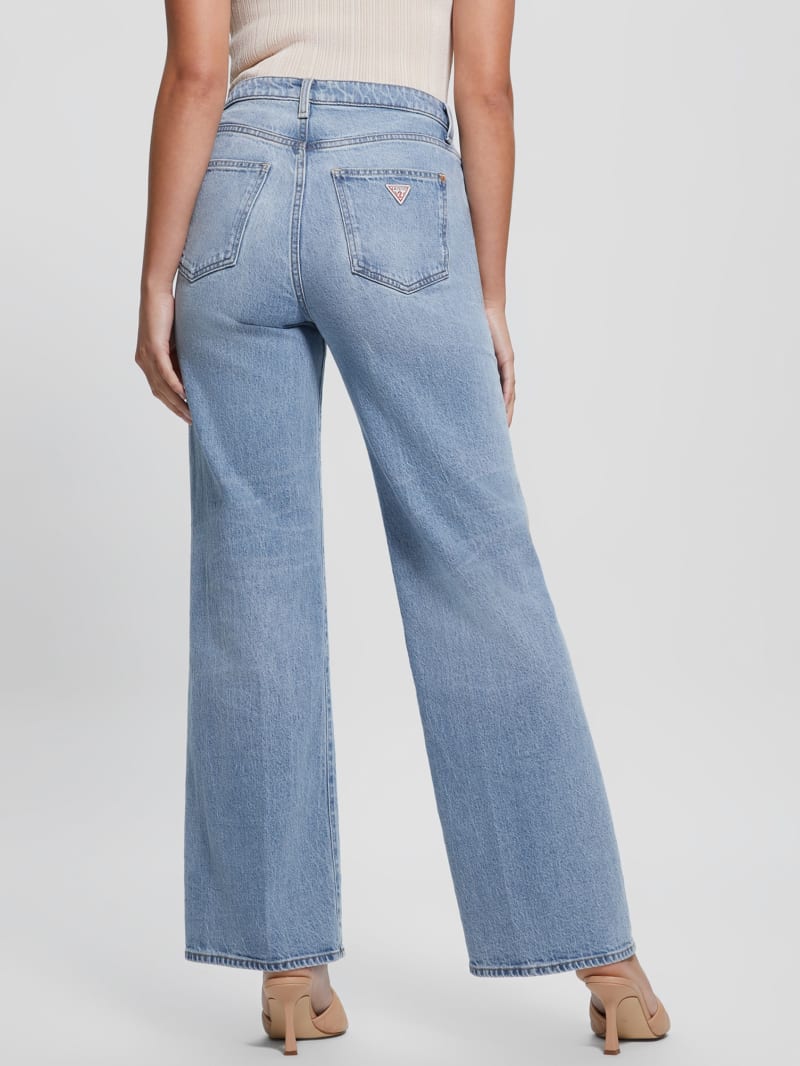 Eco Distressed High-Rise Wide Leg Jeans | GUESS