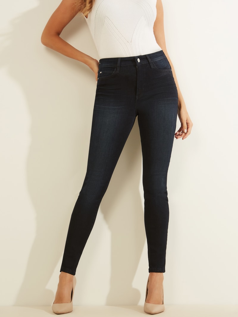 GUESS Womens Embellished Skinny Fit Jeans 