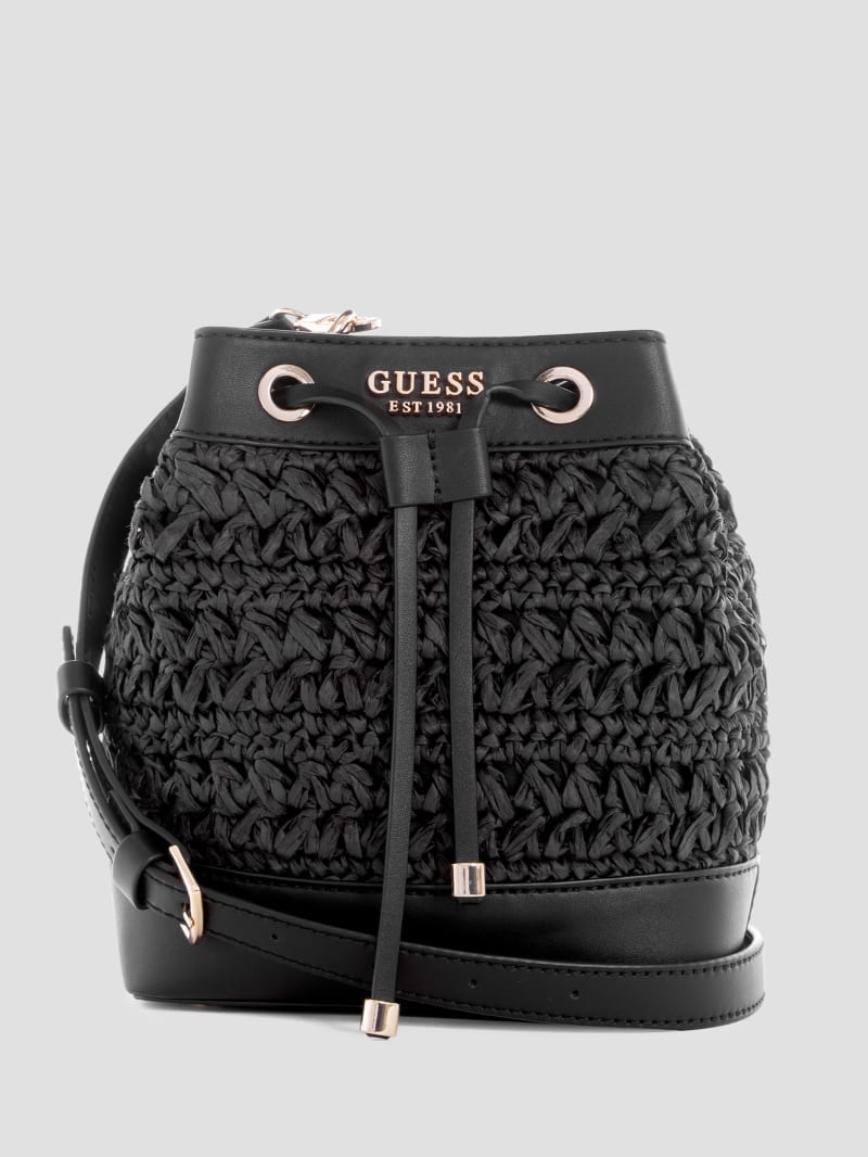 udsultet Glatte Almindelig Liguria Crochet Straw Bucket Bag | GUESS