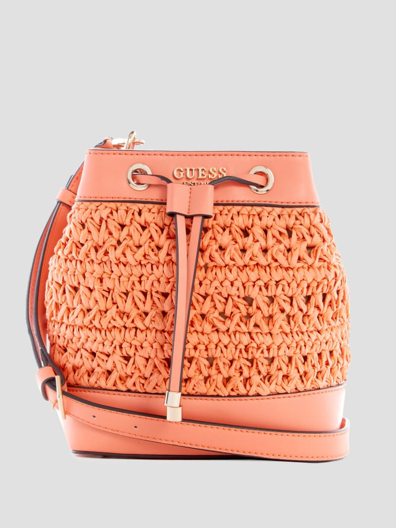 Liguria Crochet Straw Bucket Bag | GUESS