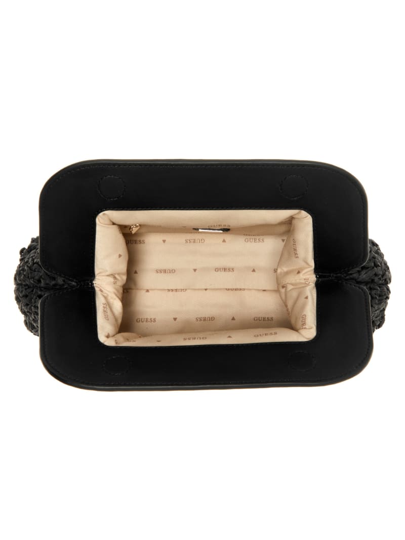 Liguria Crochet Straw Frame Clutch GUESS