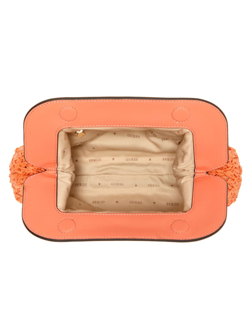 Liguria Crochet Straw Frame Clutch GUESS