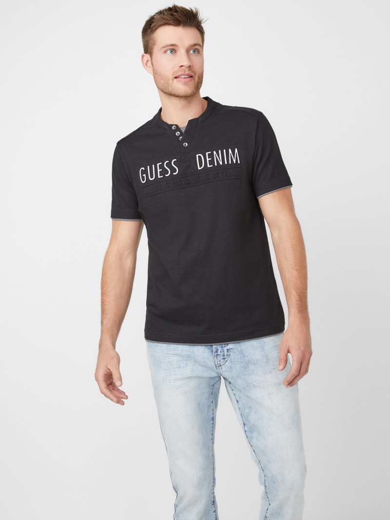 Guess henley shirt new arrivals