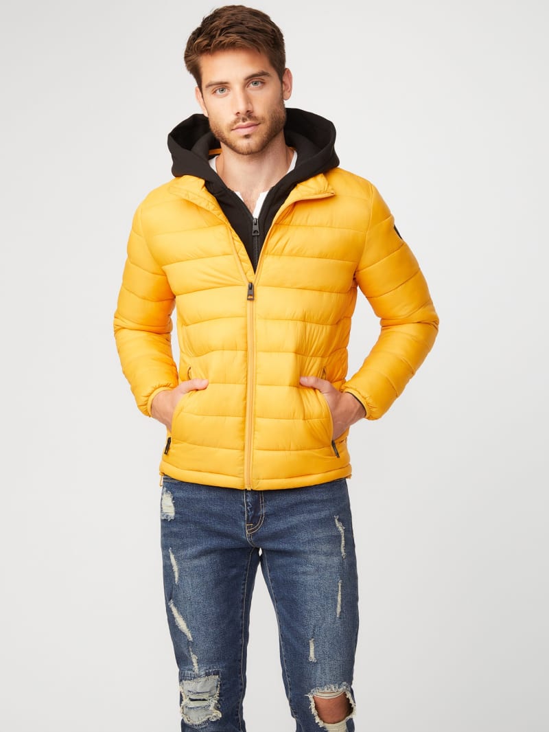 guess yellow puffer jacket