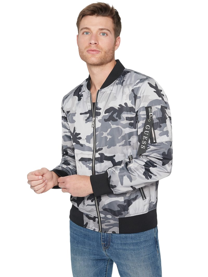 guess camo bomber jacket