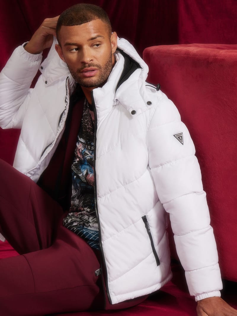 Guess jacket white best sale