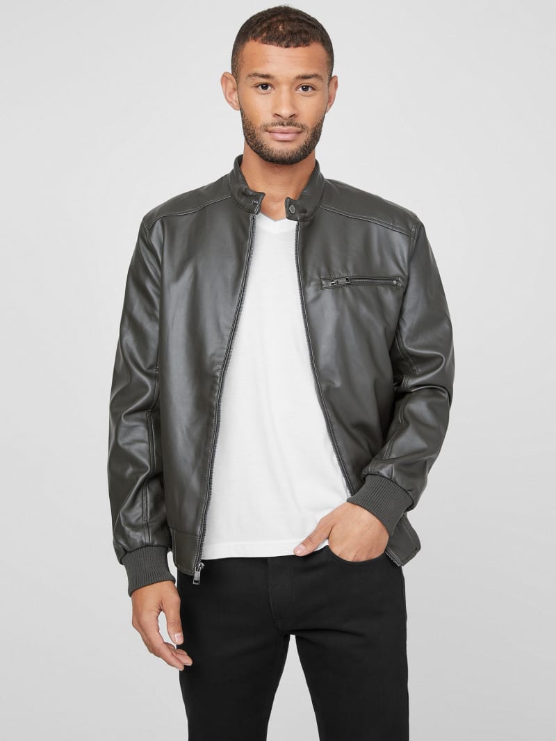 Baron Faux-Leather Moto Jacket | GUESS Factory