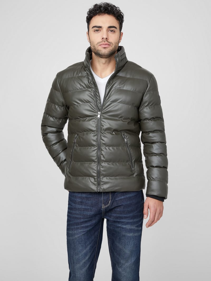 Berto Faux-Leather Puffer Coat