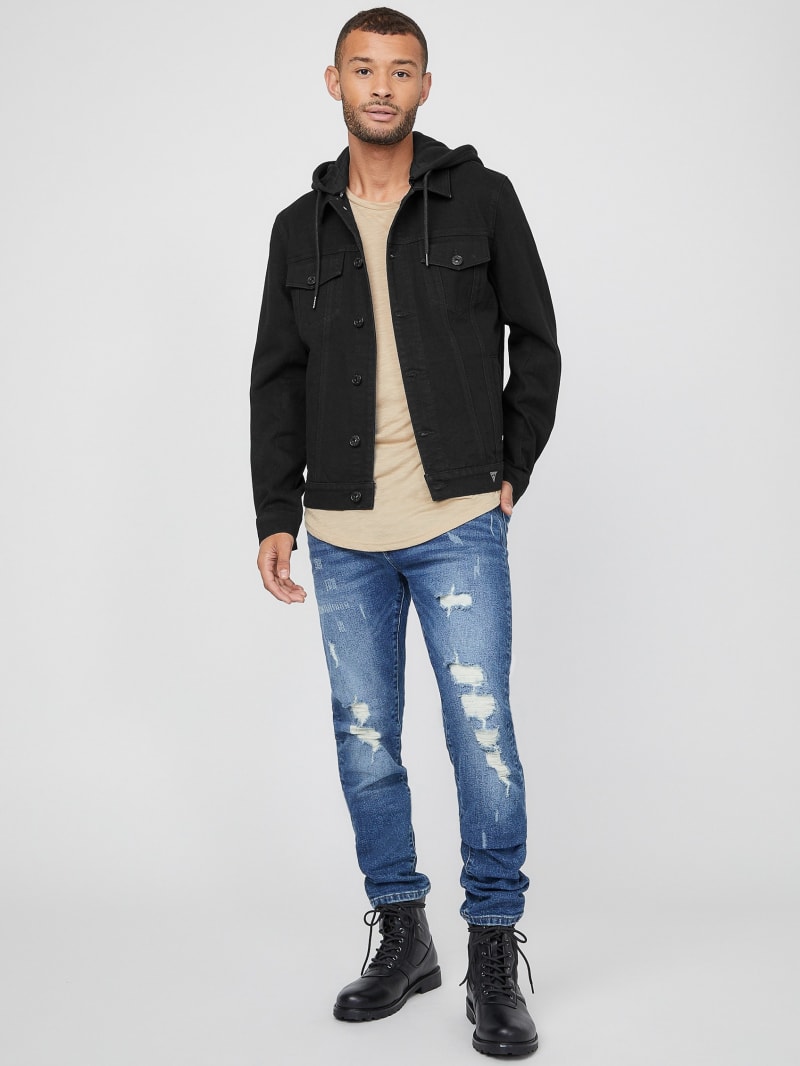 Denim jacket with black jeans new arrivals
