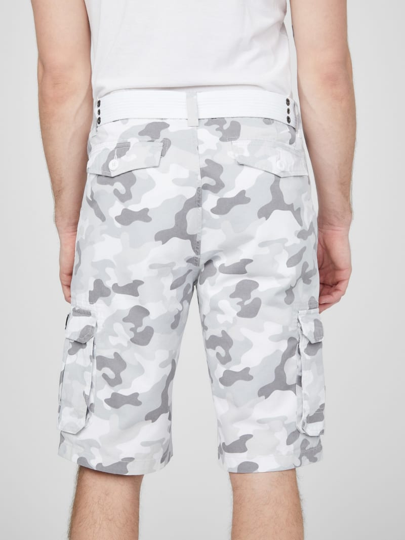 Karl White Camo Cargo Shorts 