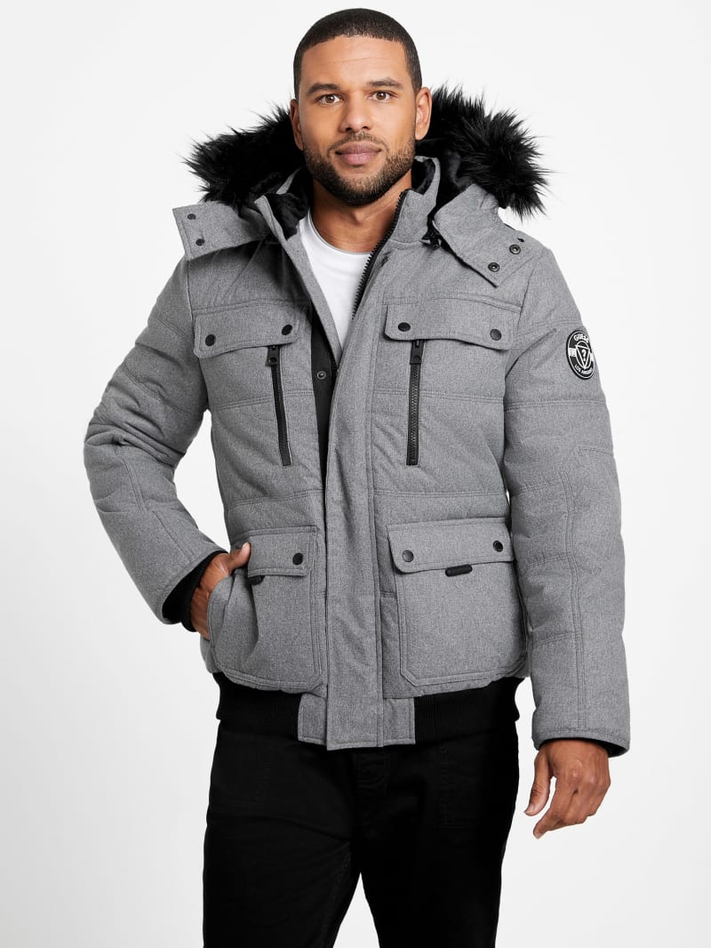 Guess grey puffer coat best sale