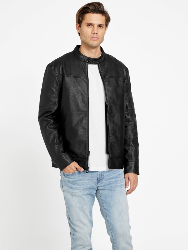 Roy Faux-Leather Moto Jacket | GUESS Factory