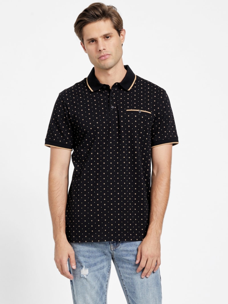 トップス word graphics polo shirt BLUR FLORAL TECH JERSEY POLO