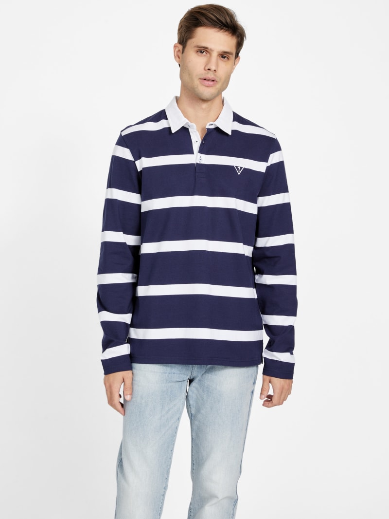 Chance Striped Long-Sleeve Polo | GUESS Factory Ca