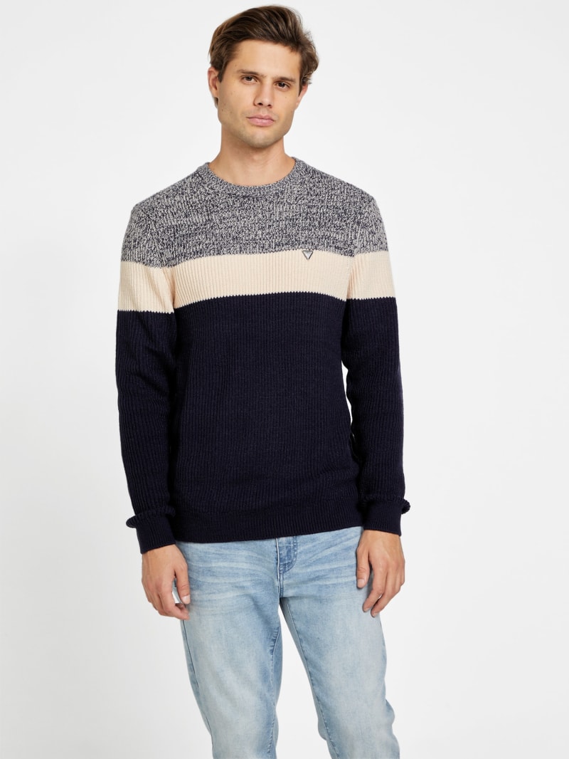 Ribbo Color-Block Crewneck Sweater | GUESS Factory