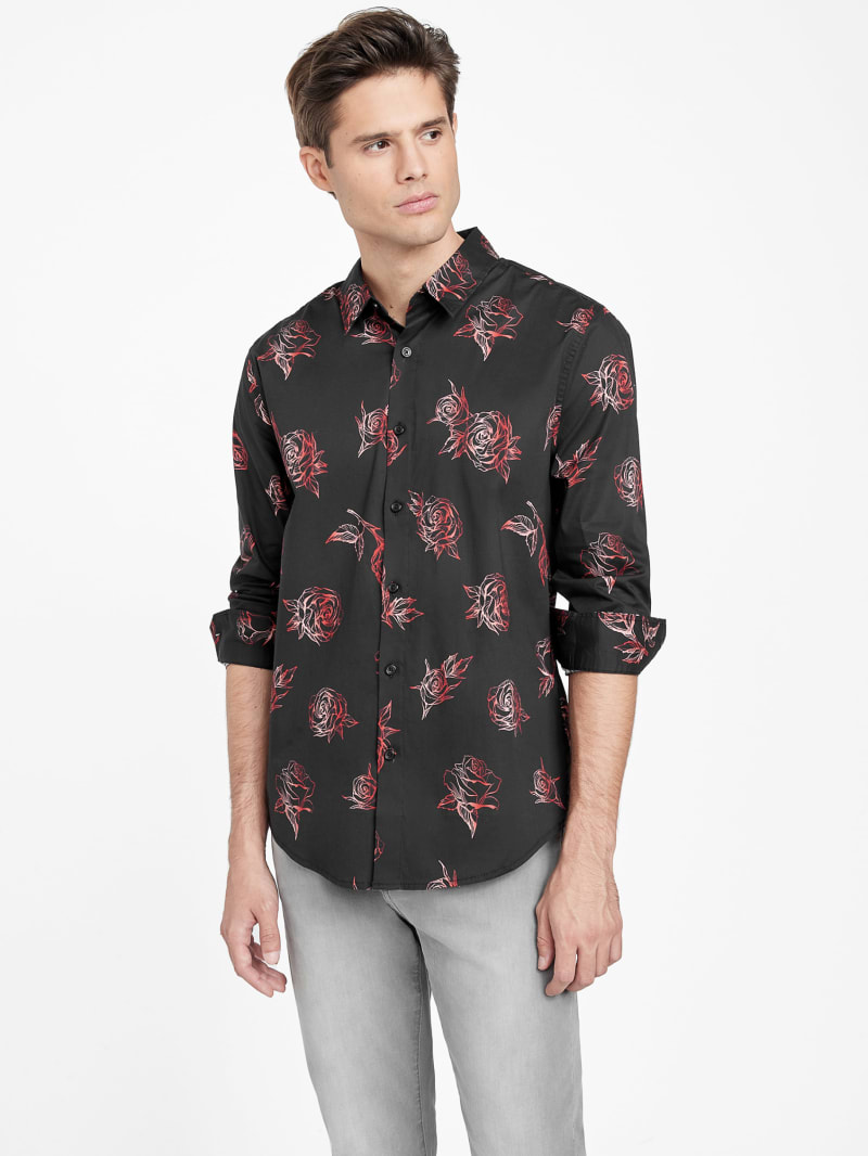 Guess mens floral shirt best sale