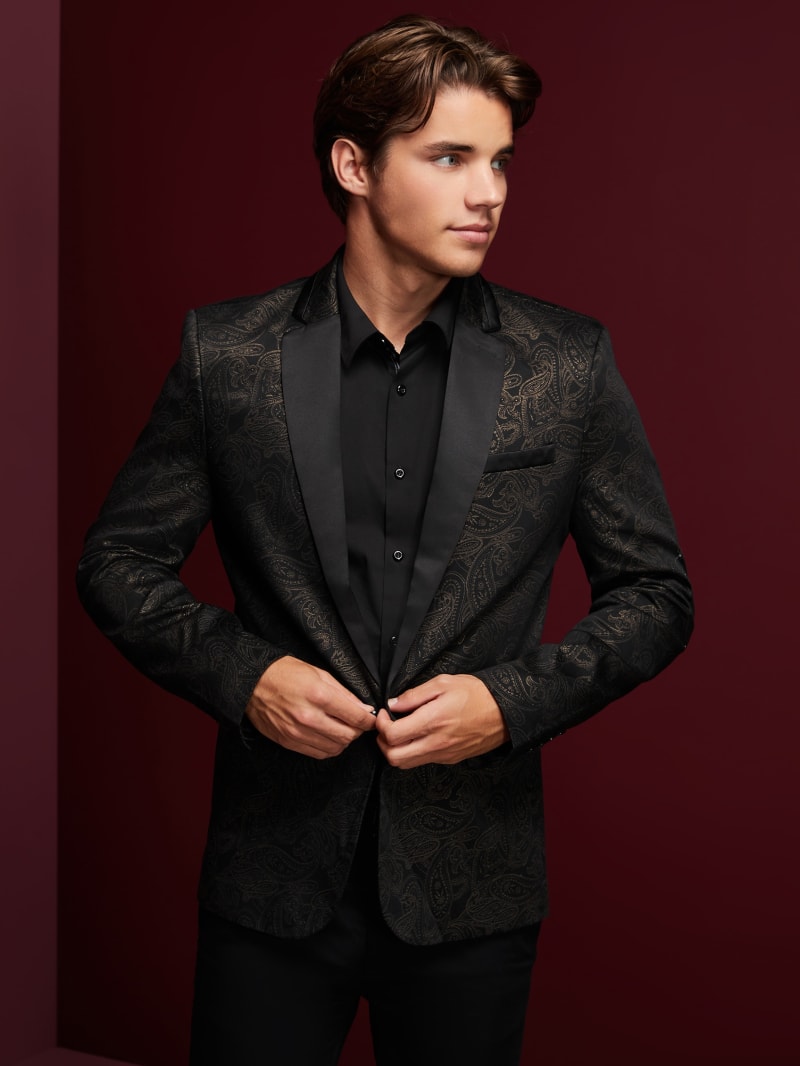 Mens black paisley blazer outlet