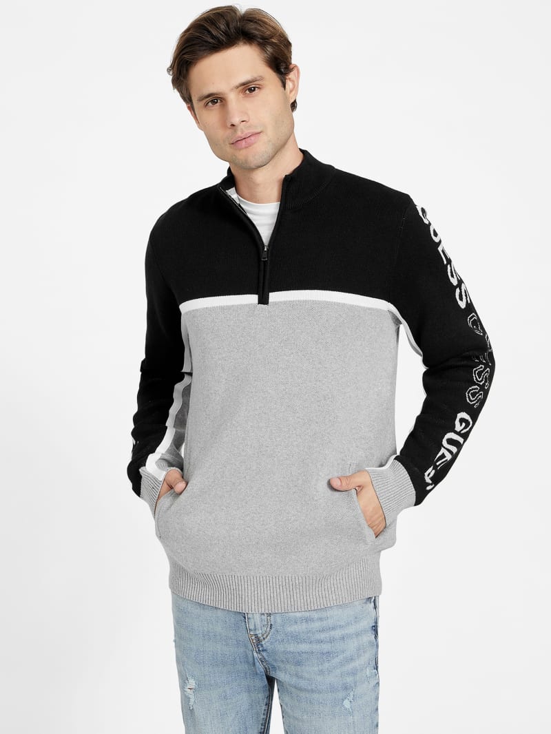 Riya Color Block Zip Sweater GUESS Factory Ca