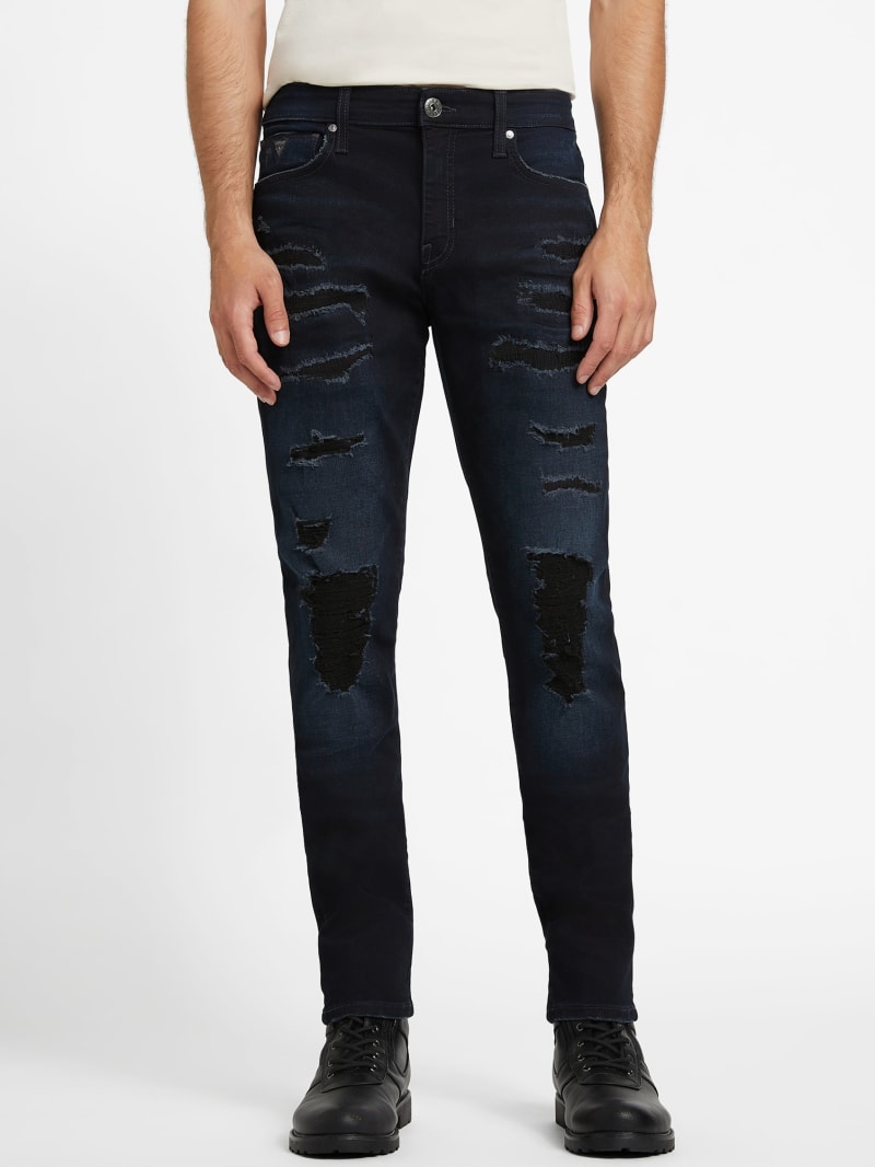 Six Valves Jeans Jeans Denim Dark Blue Rotos Grey Skinny Jeans