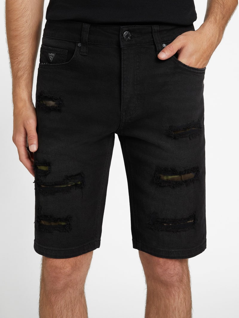 Ripped jean clearance shorts black