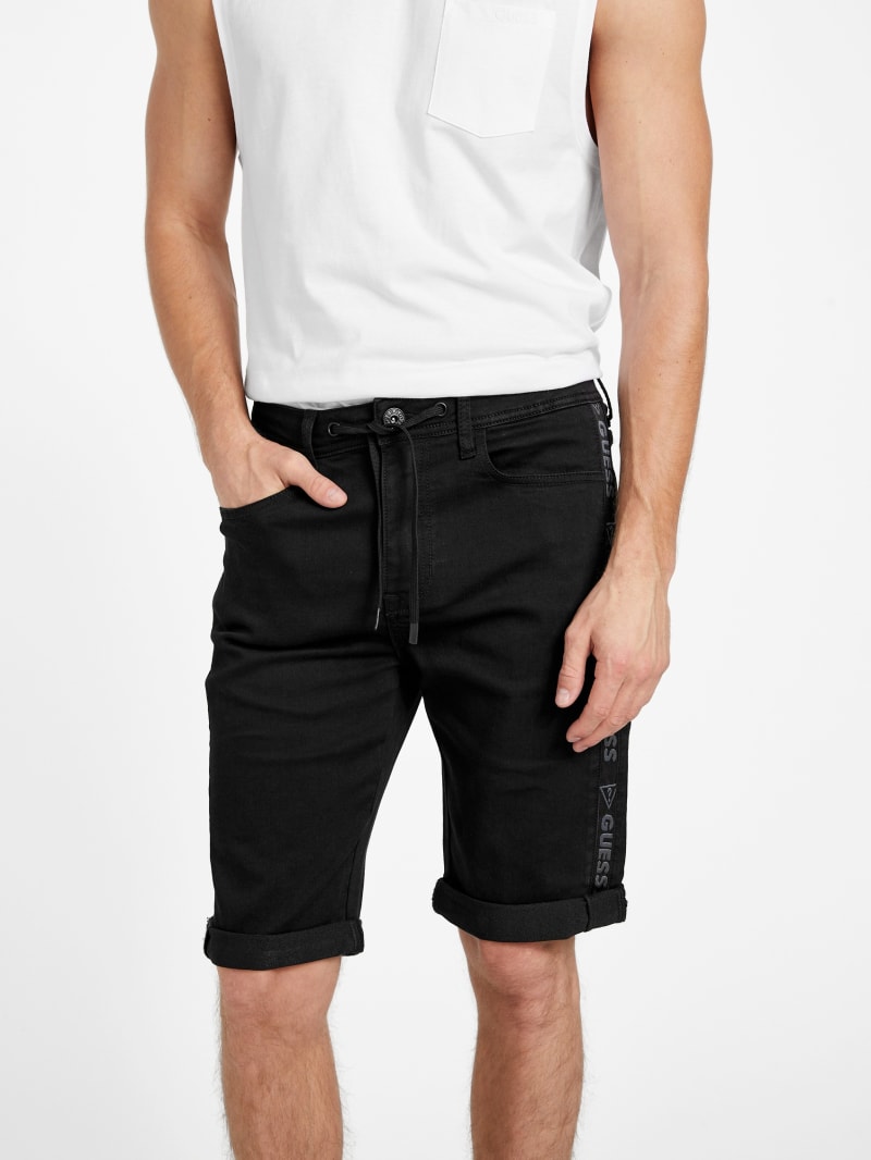 Jeans shorts for men with waist drawstring