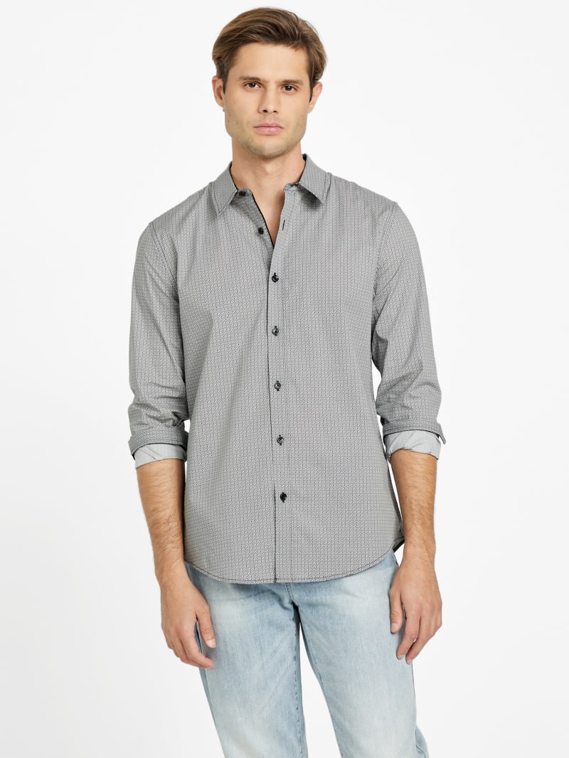 Larry Woven Long-Sleeve Shirt | GUESS Factory