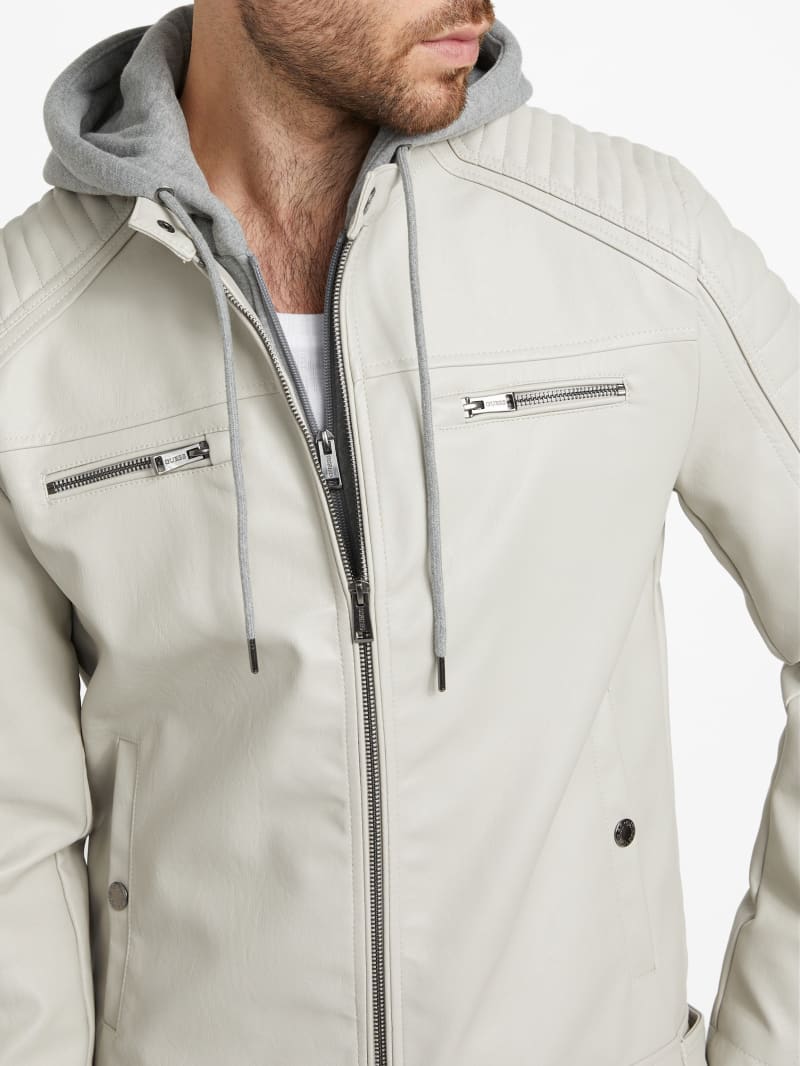 Guess white sale leather jacket