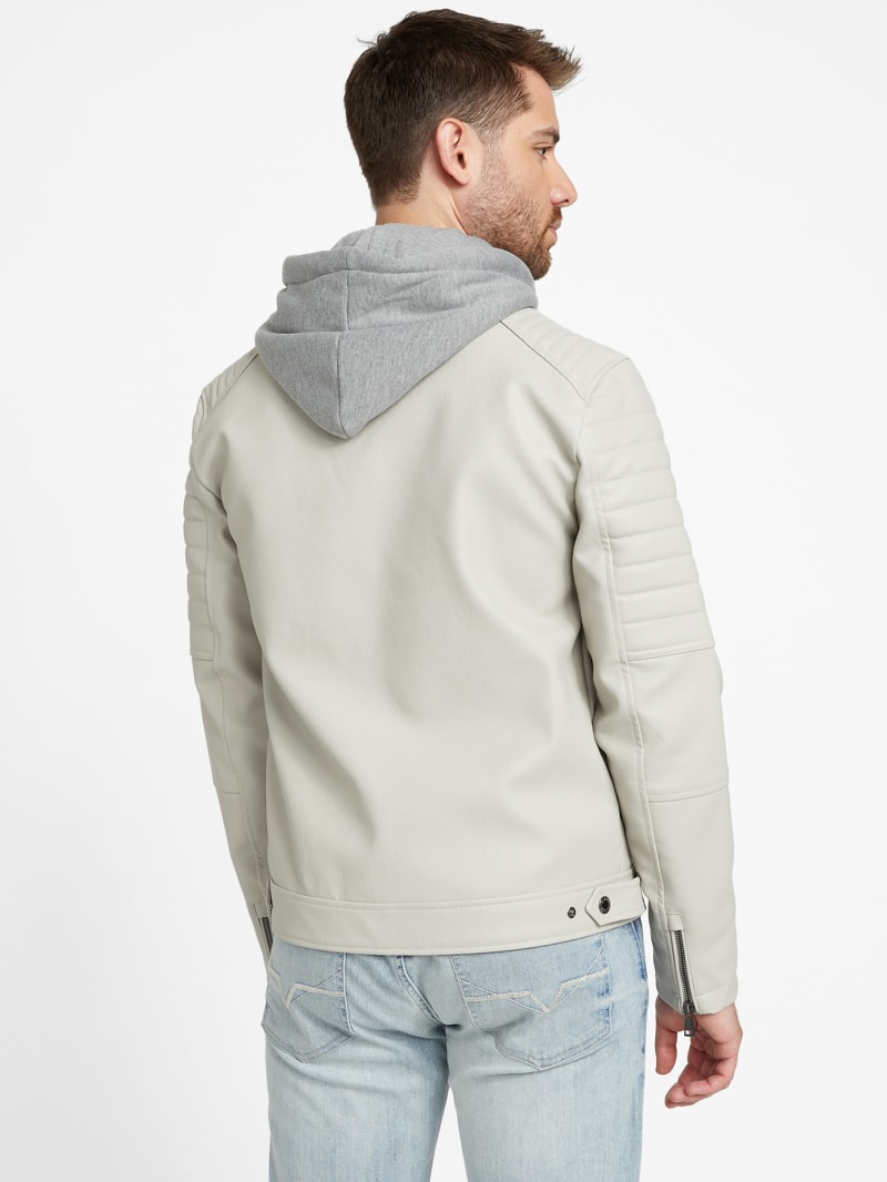 David Faux-Leather Hooded Jacket