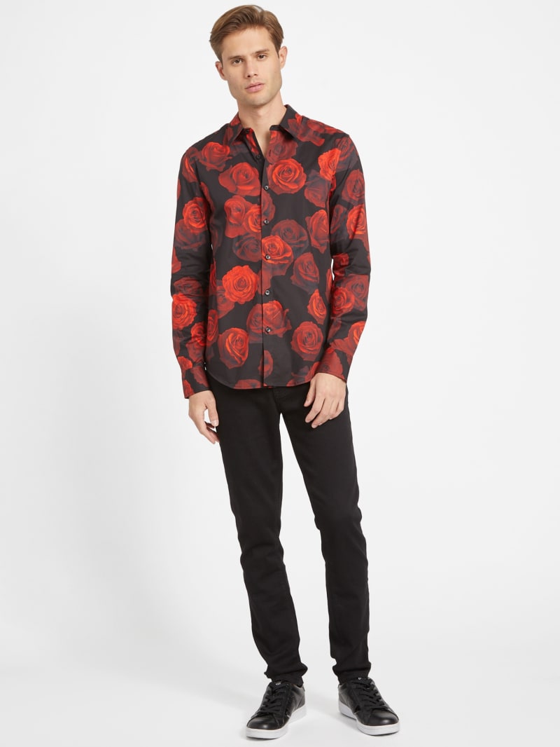 Ejay Long-Sleeve Rose Shirt | GUESS Factory Ca