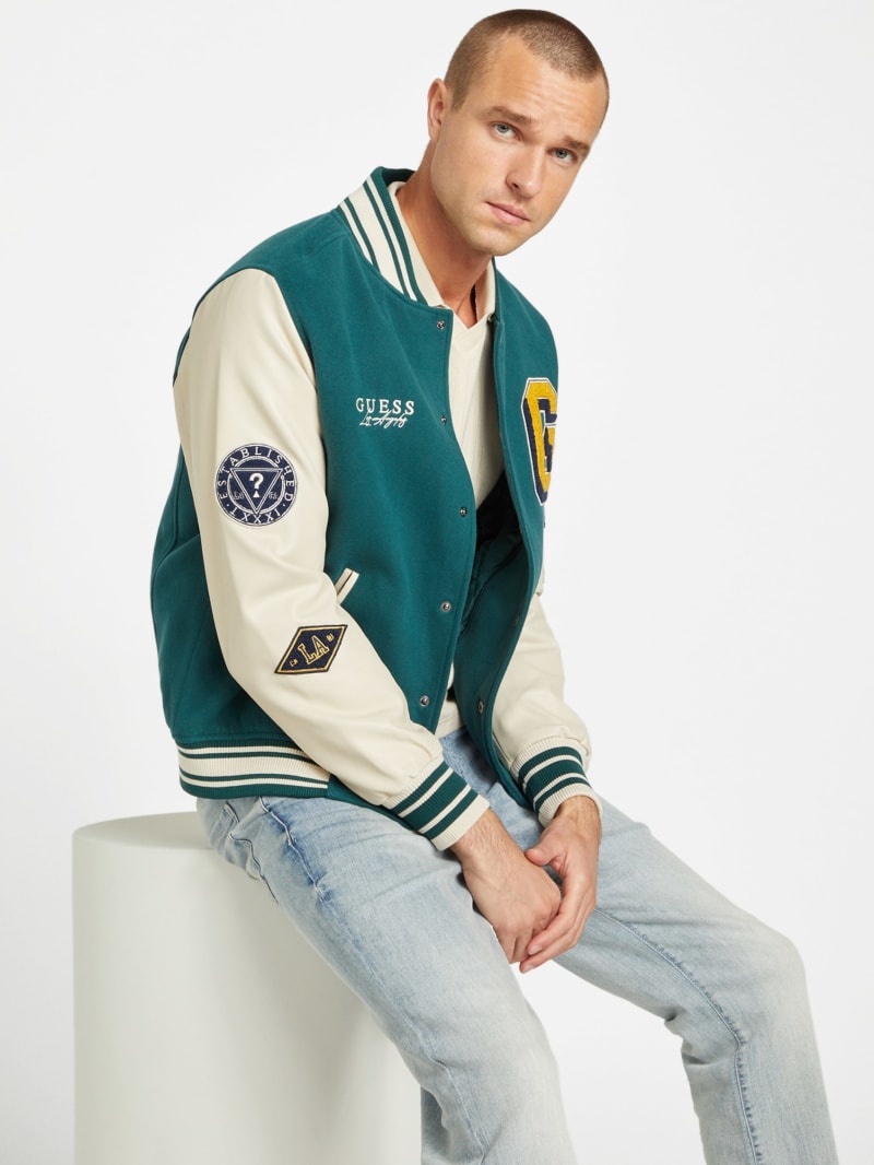 Mark Hooded Varsity Jacket | GUESS Factory