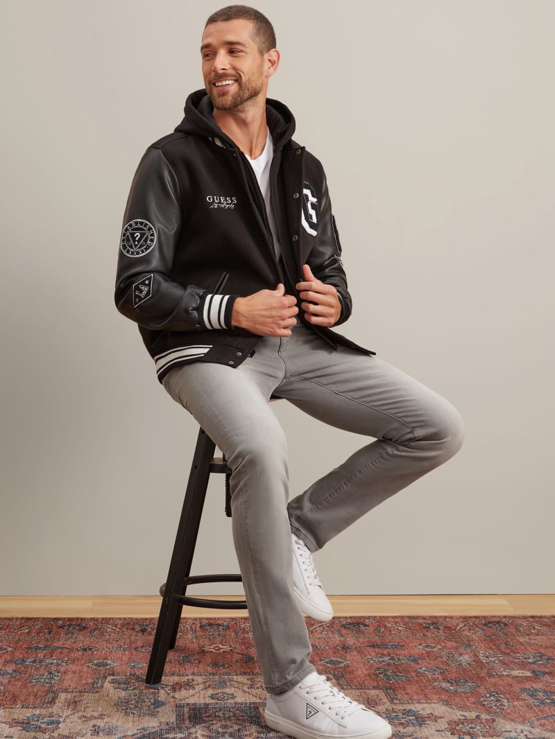 Guess hooded varsity jacket shop